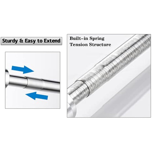 EC Breath Extendable Shower Curtain Poles 155-260cm Telescopic Tension Rod Rail Stainless Steel Bath Closet Hanging Pole