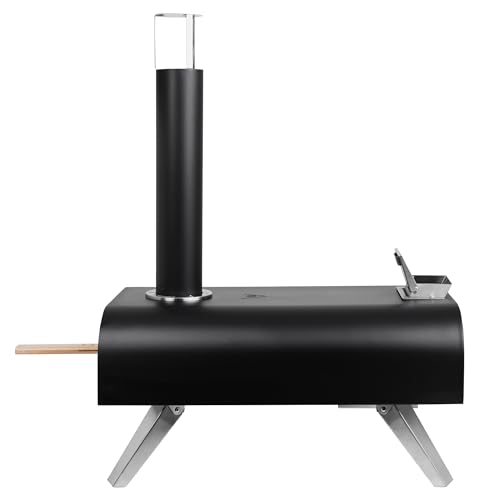 George Foreman Outdoor 12 Inch Wood Pellet Portable Wood Fired Pizza Oven Stainless Steel with Paddle and Carry Bag, BBQ Oven & Smoker, Foldable Legs GFWPPO1SSPC