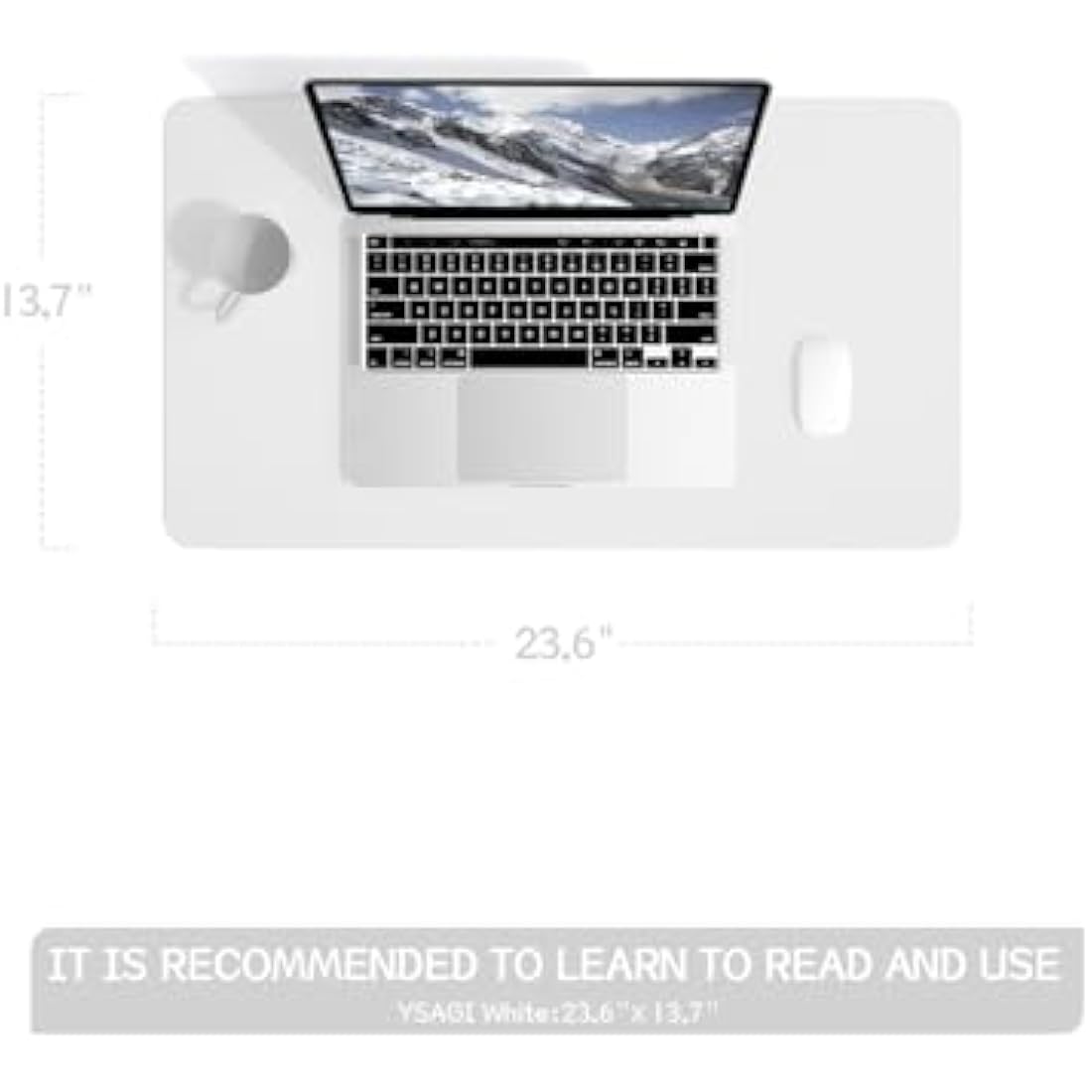 YSAGi Non-Slip Desk Pad, Waterproof PVC Leather Desk Table Protector, Ultra Thin Large Mouse Pad, Easy Clean Laptop Desk Writing Mat for Office Work/Home/Decor (60 x 35 cm, White)