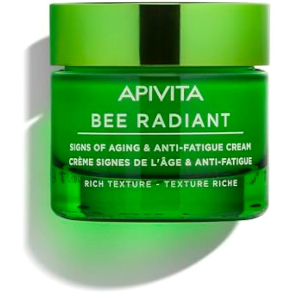 Apivita Bee Radiant Signs of Aging & Anti-Fatigue Face Cream 50ml - Antiwrinkle Moisturizer for Dry Skin With Propolis & White Peony - Fights Lines, Wrinkles & Fatigue Signs, Boosts Brightness