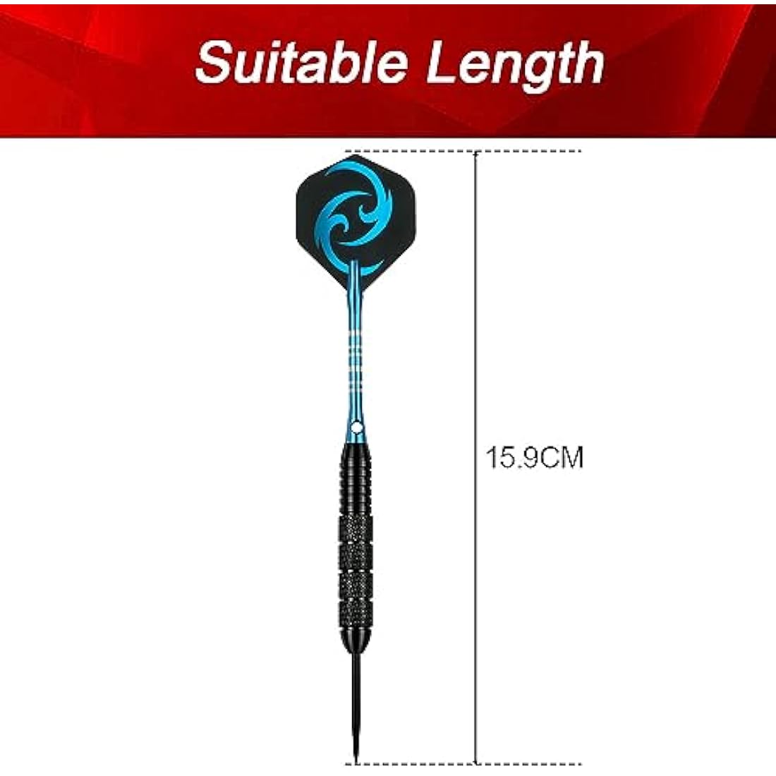 flintronic 6 Pack Steel Darts Set,Professional 22g/23g/24g Darts Tip with Non-slip Stainless Steel Shaft,4 Style Poly Flights,PVC Shafts,Dart Sharpener,Rubber Rings,Flight Protecter