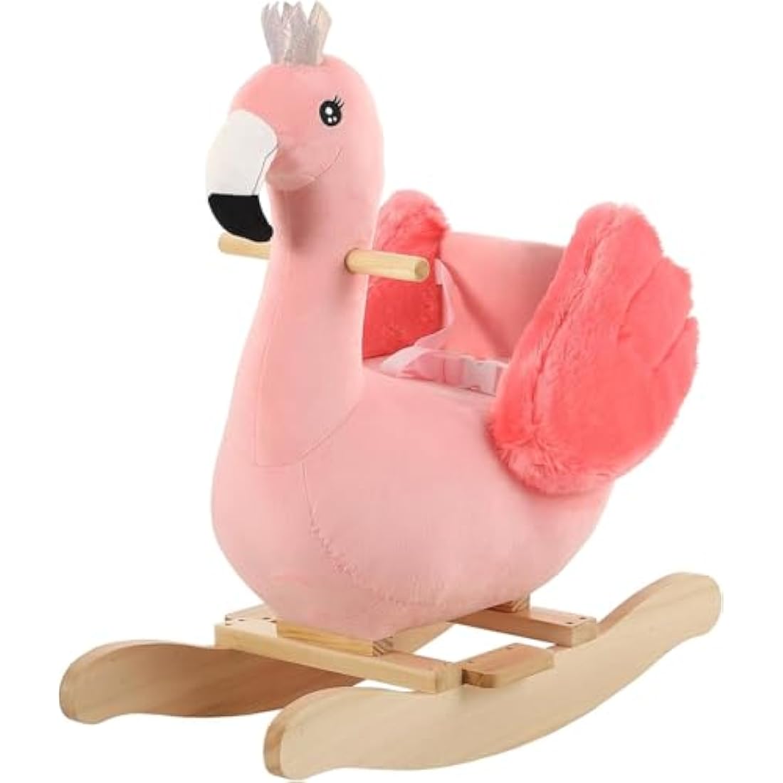 FUNLIO Flamingo Baby Rocking Horse for Toddlers 6 Months to 3 Years, Cute & Graceful Pink Swan Rocker for Baby Girl, Stuffed Plush Ride-on Rocking Animal, Easy to Assemble, CPC & CE Certified