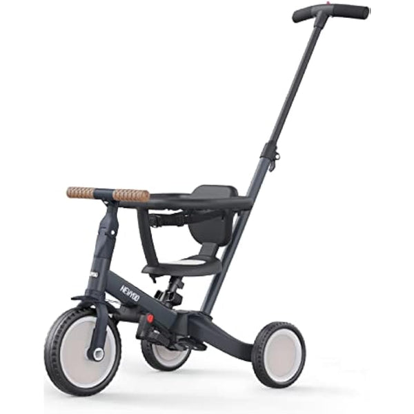 newyoo Toddler Trike with Parent Handle for 1-3 year old, Toddler Bike, Baby Balance Bike, Birthday Gift & Ride-On Toy for Boy & Girl, 5 in 1 Kids Tricycle with Safety Guard, TR008, Dark Grey