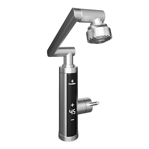 Electric Hot Water Tap for Bathroom, Instant Hot Water Heated Tap for Kitchen, Stainless Steel Water Heater Tap Supply Hot and Cold Water Faucet with Digital Display (Mechanical Spout)