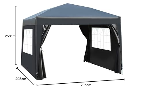 Outsunny 3 x 3(m) Pop Up Gazebo, Water and UV Resistant Party Tent Camping Canopy Marquee with Carry Bag, Blue