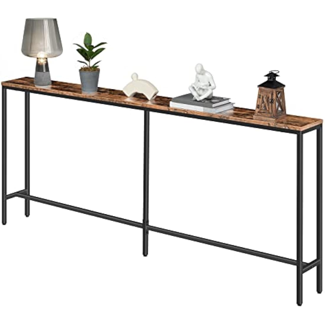 MAHANCRIS Console Table, 180 CM Narrow Long Sofa Table, Entryway Table, Industrial Sofa Table, Side Table, for Hallway, Living Room, Sturdy and Stable, Easy to Assemble, Rustic Brown ACTHR18001Z