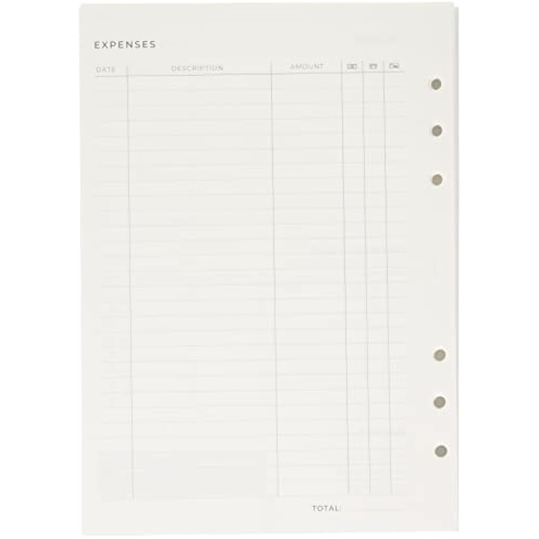 Filofax A5 Organiser Expense Tracker Refill, White