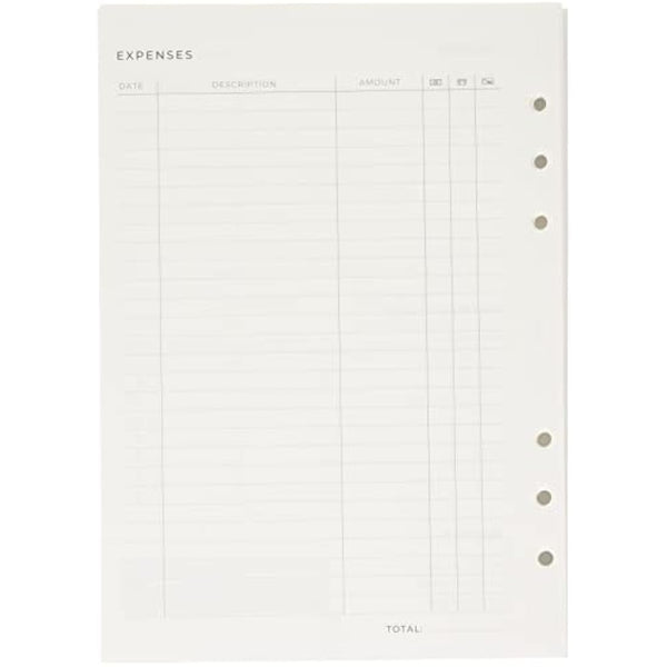 Filofax A5 Organiser Expense Tracker Refill, White