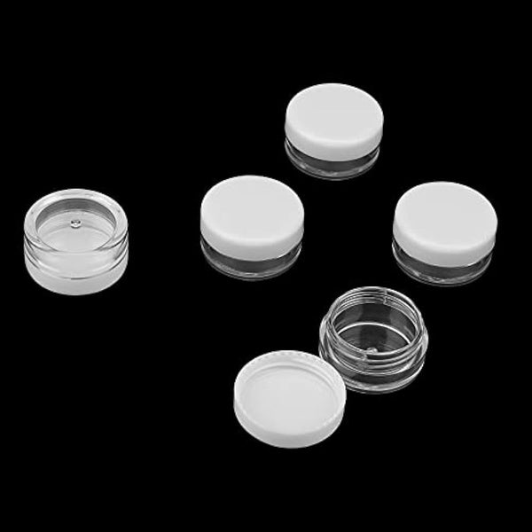 MANCHAP 120 PCS 5ml Cosmetic Sample Pots, 5g Mini Plastic Cosmetic Travel Jars with White Lids for Makeup