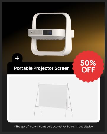 XGIMI Elfin Flip 1080P Projector, Licensed Netflix, Build-in Adjustable Stand, Lightweight and Compact Design, 400 ISO Lumens, Screen Adaption, 2 x 3W Speakers, WiFi, Bluetooth, Screen Mirroring