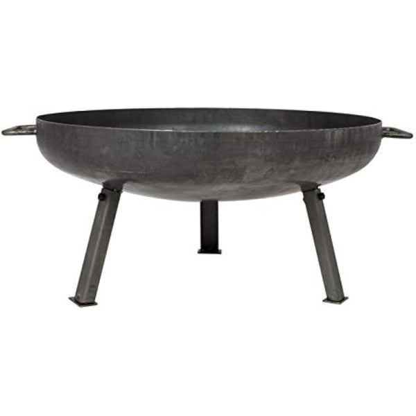 La Hacienda 55576 Pittsburgh Medium Firepit - Industrial Thick Steel - Patio Heater - 360 View - Log Burner, Oiled Steel, 33cm H x 85cm