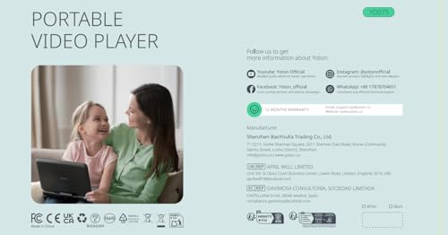 9.5" Portable DVD Player with 7.5" HD Swivel Screen for Car and Kids, 4-6 Hours Working time with Built-in Battery, Headphone/AV-IN/AV-OUT/USB/SD Card [Not Support Blu-ray]