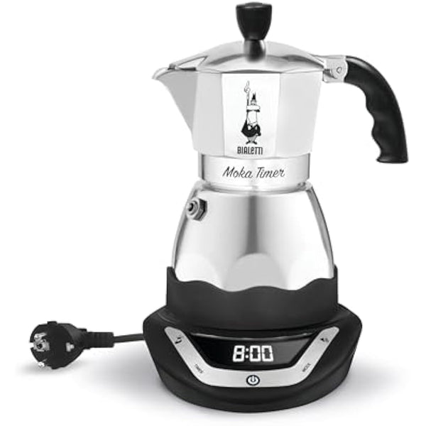 Easy Timer Electric Coffee Maker for 6 Cups – Aluminium in Black/Grey