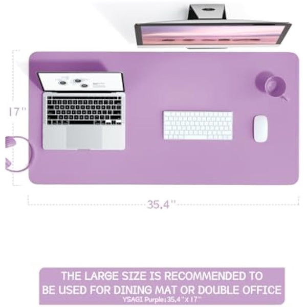 YSAGi Non-Slip Desk Pad, Waterproof PVC Leather Desk Table Protector, Ultra Thin Large Mouse Pad, Easy Clean Laptop Desk Writing Mat for Office Work/Home/Decor (90 x 43 cm, Purple)