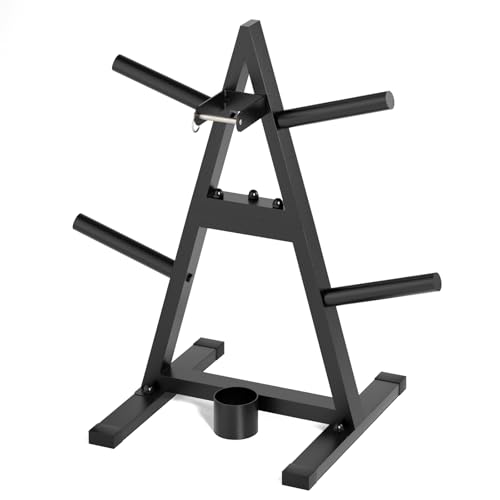 A-Frame Weight Plate Tree for 1" Olympic Plates - Holds 300 lbs, Dumbbell Rack and Home Gym Storage Stand - Organize Your Workout Area !
