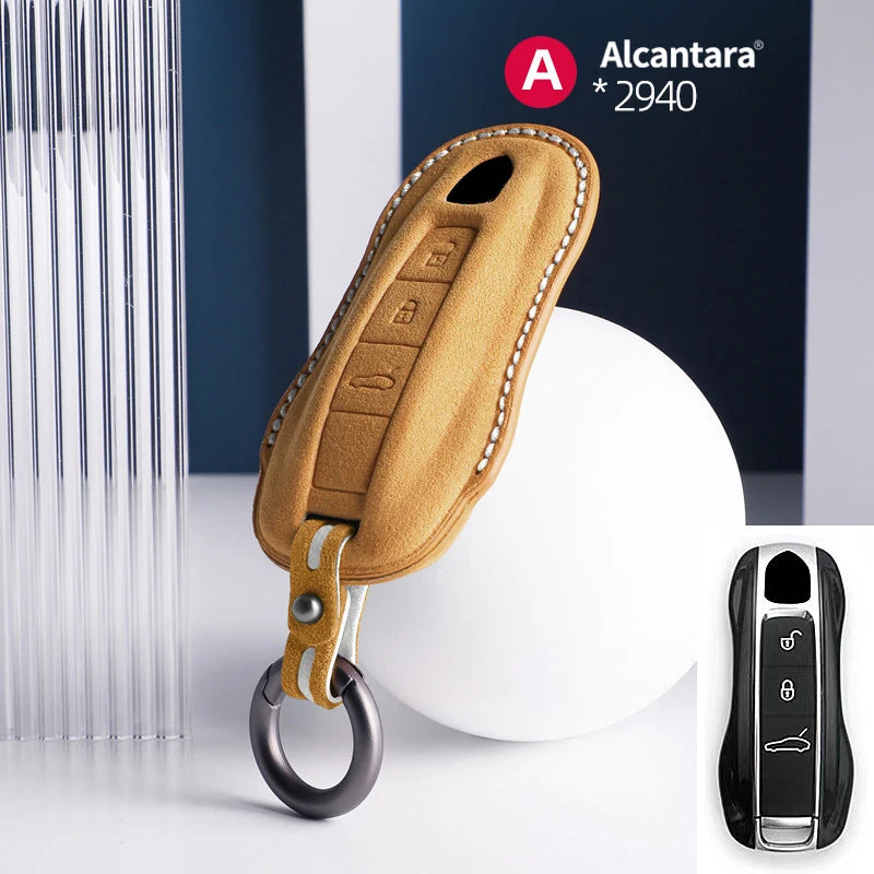Alcantara High-quality Car Key Case Cover For Porsche Panamera Spyder Carrera Macan Cayman Cayenne 911 970 981 991 Accessories