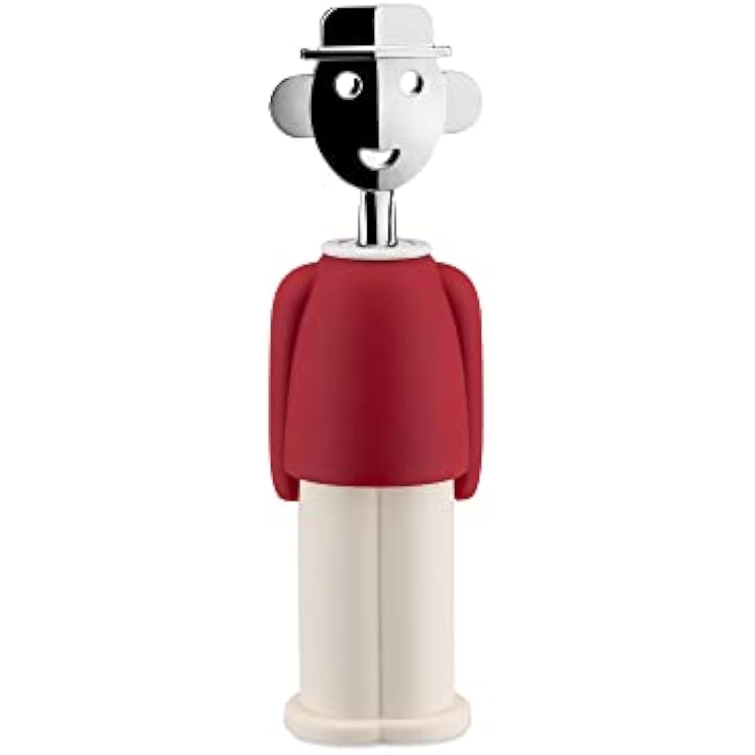 Alessi AAM23 R Design Corkscrew, Chrome Zamak and Thermoplastic Resin, Red