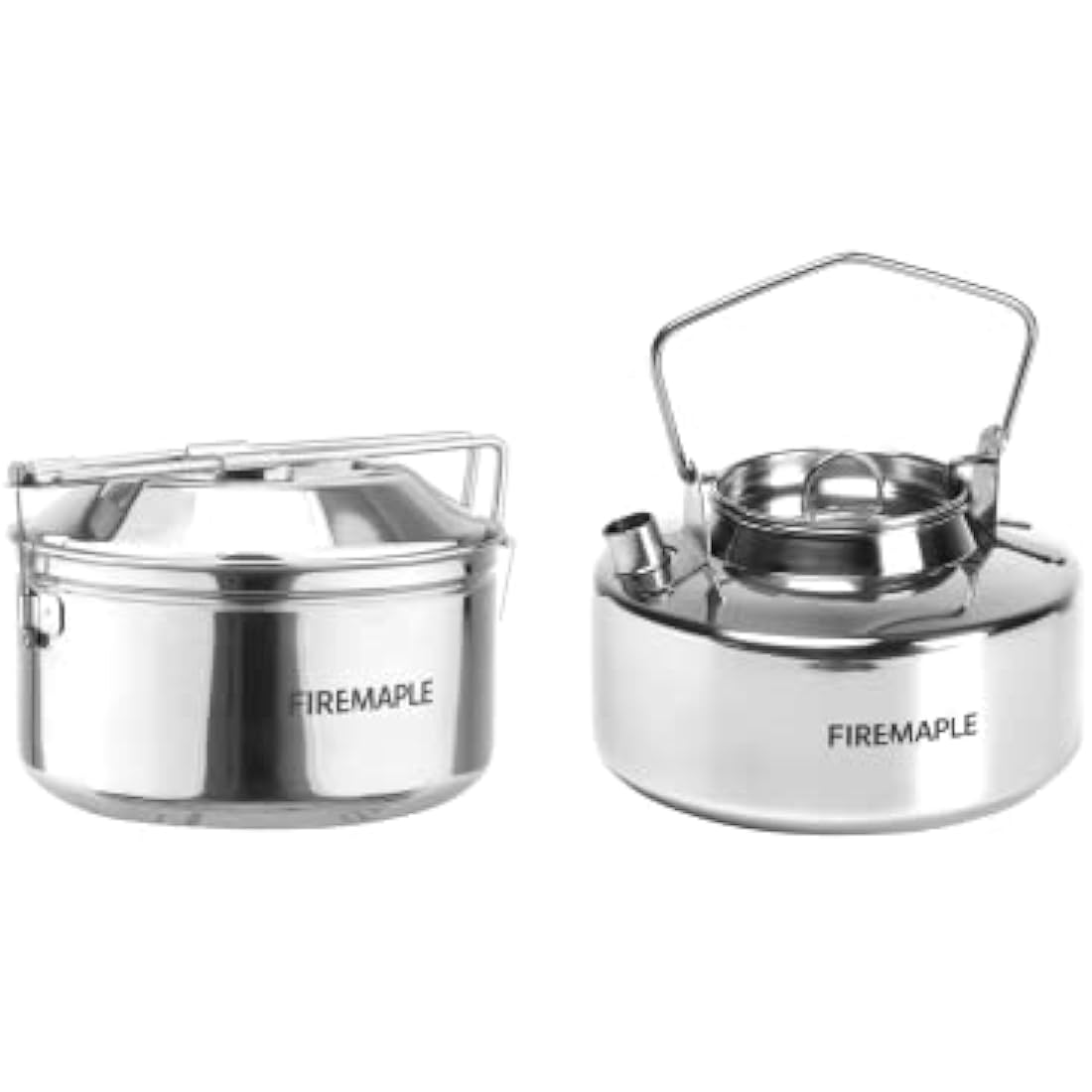 Fire Maple Antarcti Stainless Steel Kettle and Pot Set 1.0L Camping Kettle and 1.0L Cooking Pot Stovetop Tea and Coffee Pots for Openfire Camping Cookware Portable for Bushcraft Fishing Backpacking