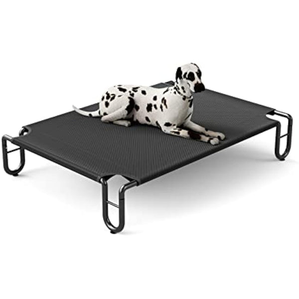 FAYDUDU Raised Dog Bed Elevated Dog Beds Large Washable Chew Resistant Dog Bed Off Floor Pet Bed for Indoor and Outdoor Use (M, Black)