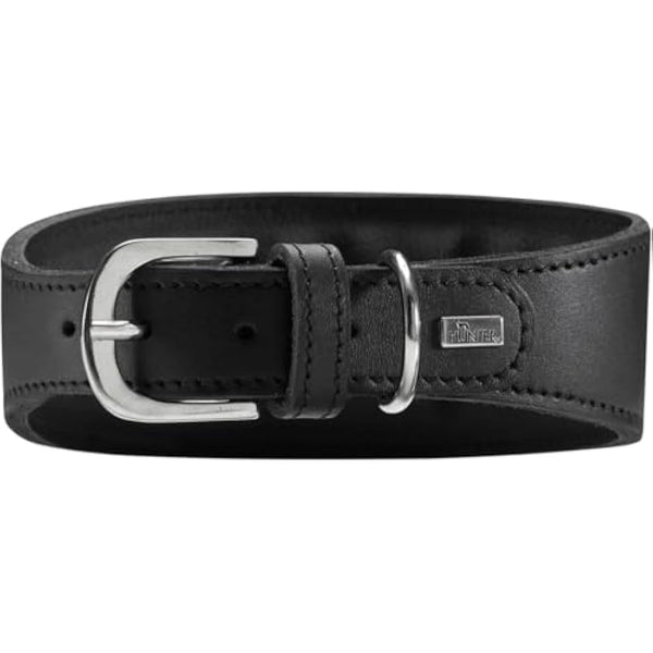 HUNTER SUPER SOFT LEATHER GREYHOUND COLLAR PADDED 52 (M) BLACK