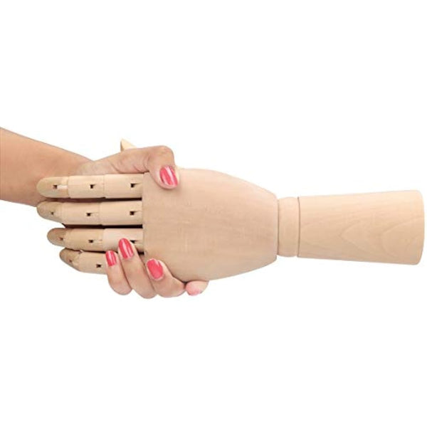 Belle Vous Flexible Wooden Mannequin Left & Right Hand Model Figures (2 Pack) - 30cm (11.81 Inches) - Movable Display Manikin with Finger Joints for Drawing, Sketching & Painting - Jewellery Holder