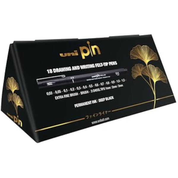 uni-ball PIN Black Felt Tip Pen Fineliners, Water and Fade-Resistant Ink, Ideal for Architects, Sketching, Scrapbooking, Outlining, Journaling, Art, Technical Drawing, Archival Quality, 18pc Gift Set