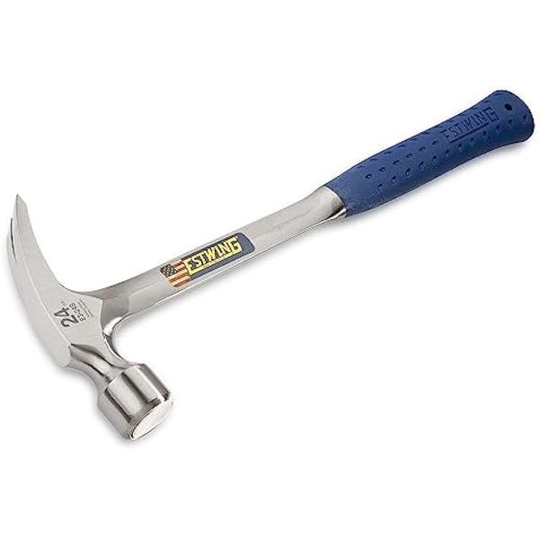 Estwing E3/24S Straight Claw Framing Hammer - Vinyl Grip,Silver,680g (24oz)
