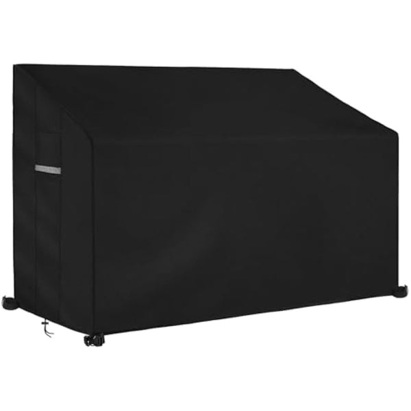 Dokon 2 Seat Garden Bench Covers Waterproof Heavy Duty Oxford Fabric Outdoor Bench Seat Cover with Air Vents Windproof Anti-UV Patio Garden Seat Covers (134x66x63/89cm) - Black