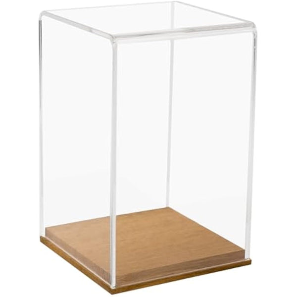 HMF 46881 Acrylic Display Case with Wooden Base for Figures 14 x 14 x 22 cm Transparent