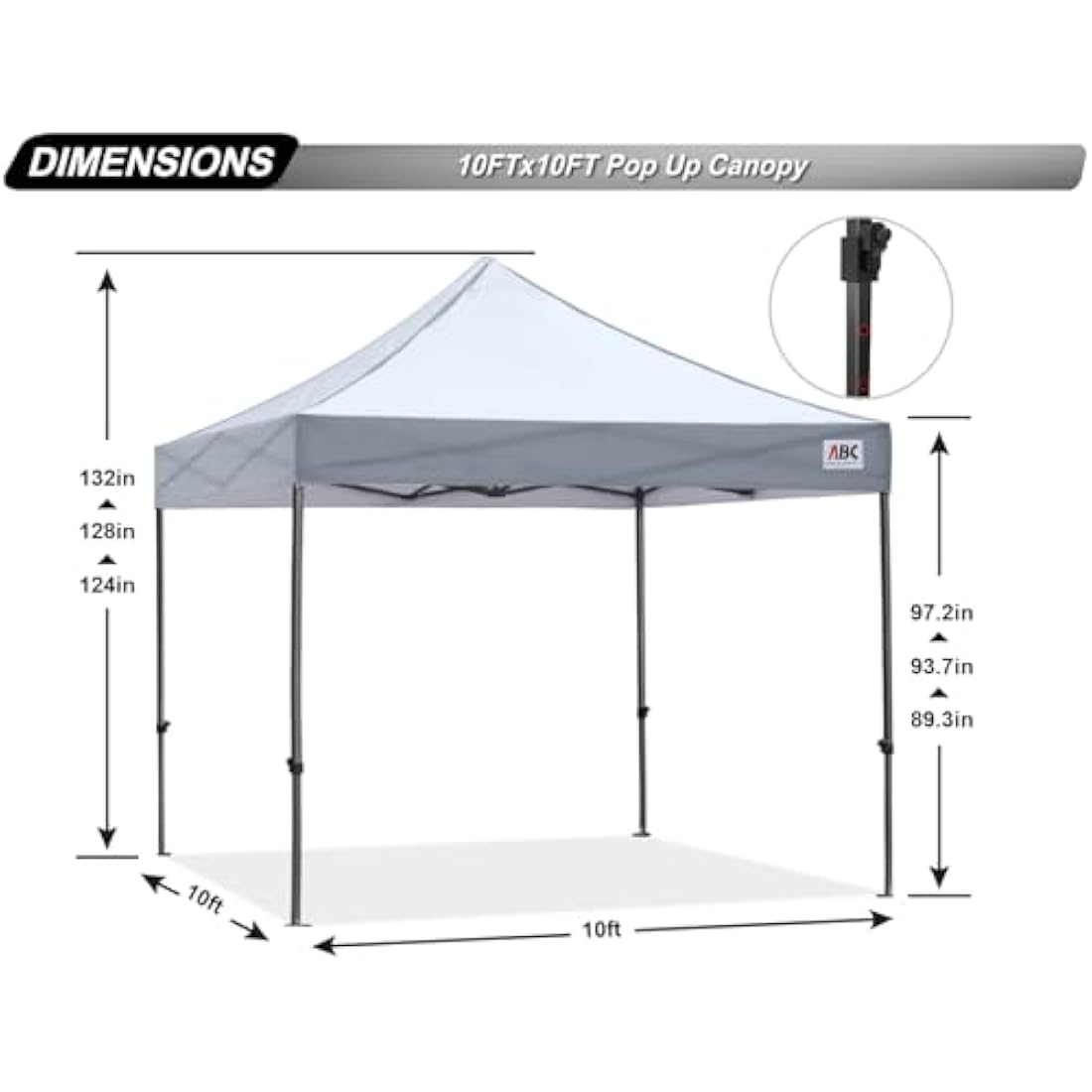 ABCCANOPY 3x3M Heavy Duty Pop Up Gazebo With Upgraded Roller Bag, 4 Weight Bags, Stakes and Ropes(Grey)