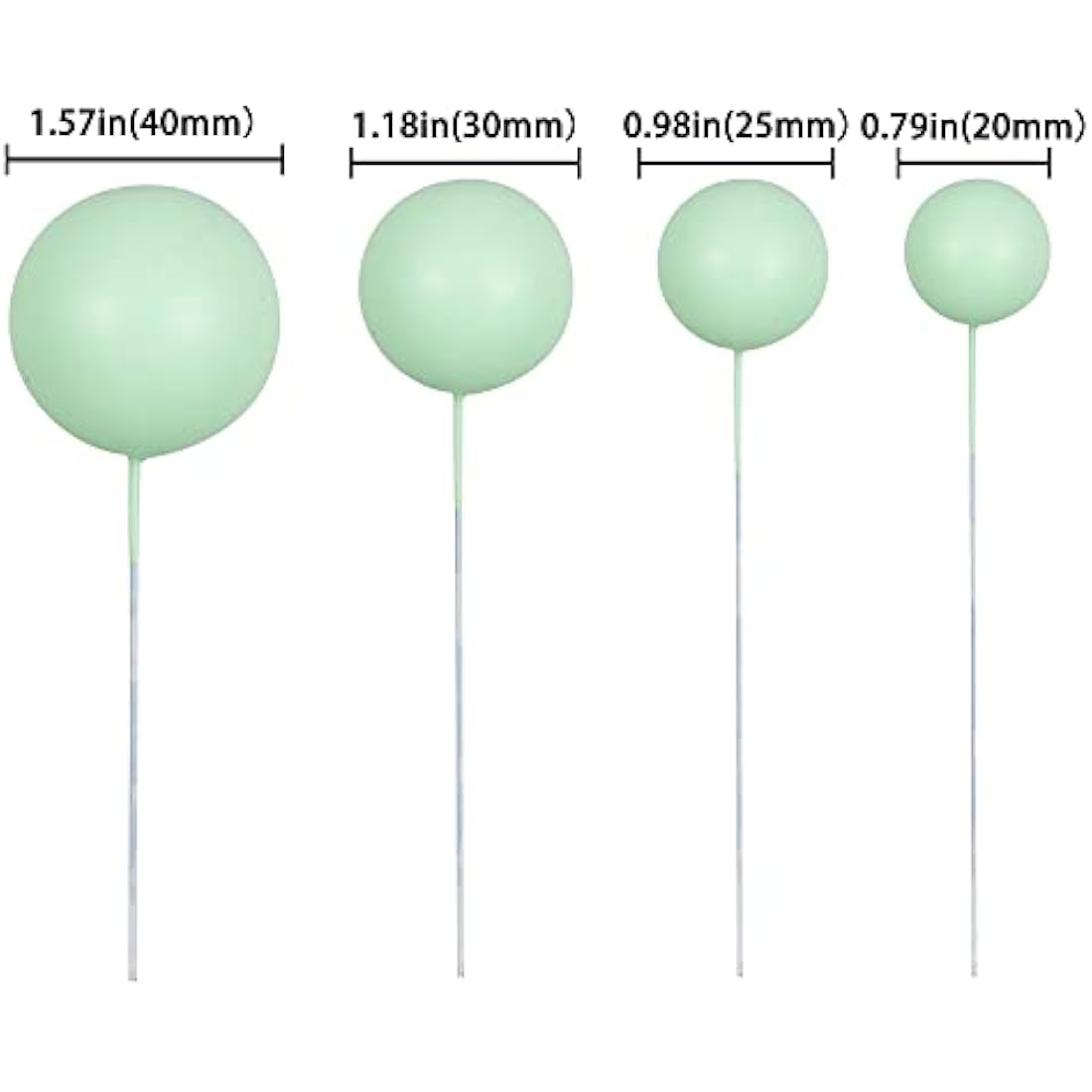 Gyufise 30Pcs Balls Cake Topper Mini Balloons Cake Toppers Foam Ball Cake Decorations Balloon Cake Topper Ball Shaped Cake Insert Topper for Birthday Party Baby Shower Decor Rose Green
