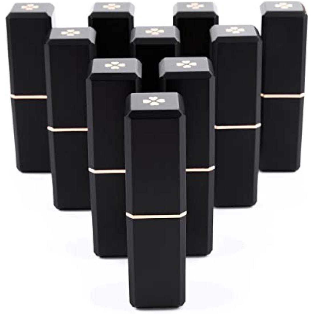 Allwon 10Pcs Black Empty Lipstick Tubes DIY Lip Balm Container (Square Tube)