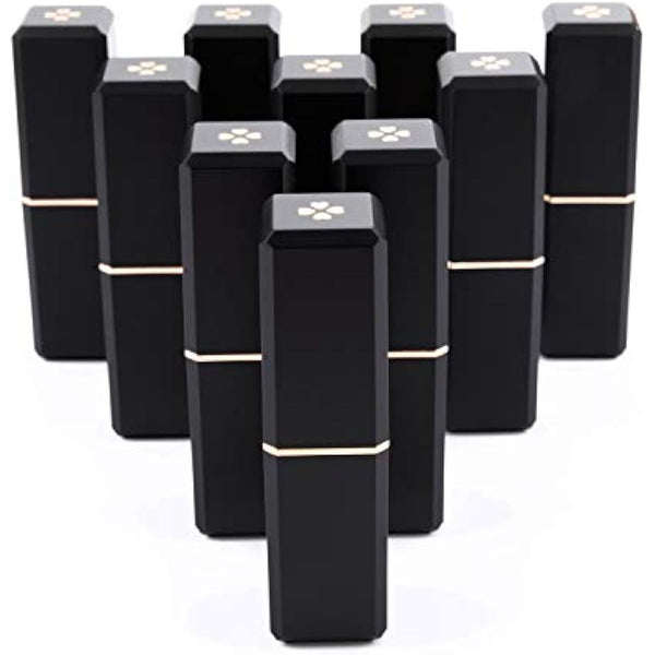 Allwon 10Pcs Black Empty Lipstick Tubes DIY Lip Balm Container (Square Tube)