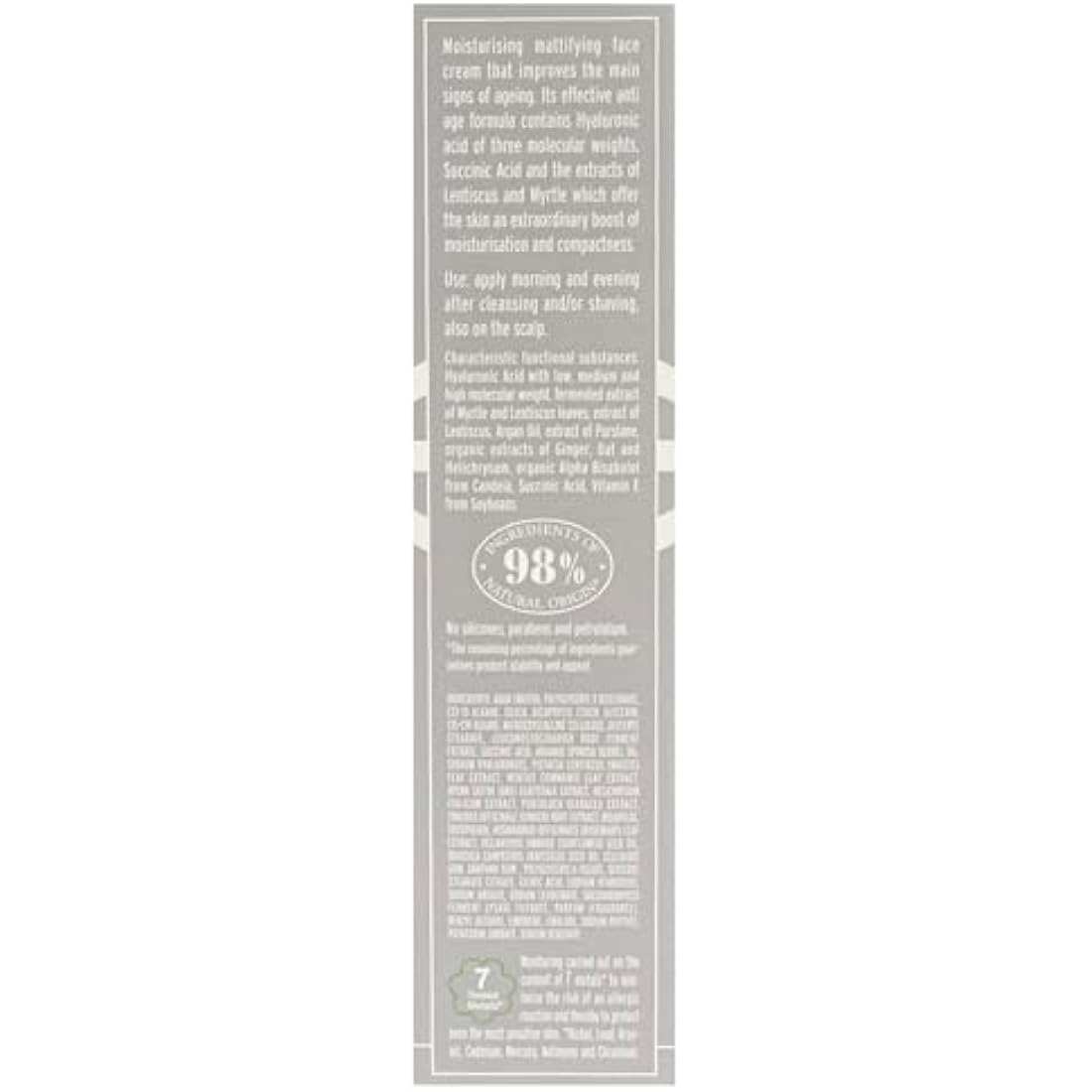 Hyaluronic Acid Moisturisin Mattifying Face Cream by LErbolario for Men - 1.6 oz Cream