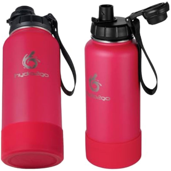 hydro2go Stainless Steel Water Bottle with Sports Lid – BPA-Free, Leak-Proof, Insulated Bottle for Sports & Outdoors, Keeps Drinks Cold 24h / Hot 12h (Magenta, 950 ml)