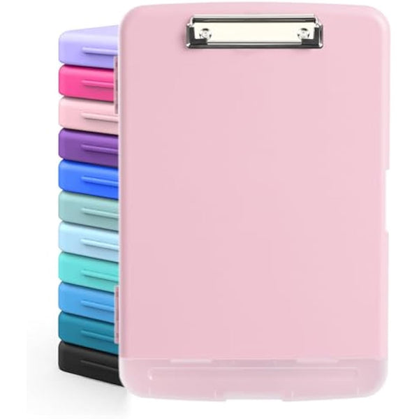 DMFLY Clipboard with Storage, Heavy Duty Clip Boards with Pen Holder, A4 Plastic Clipboards with Compartment, Holds 6+ Pencils and 200+ Sheets, Strong Clipboards with Low Profile Clip, Great for Work