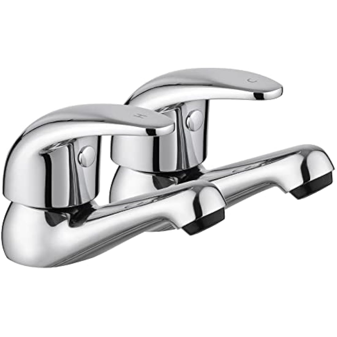 JASSFERRY Chrome Pair of Basin Taps Hot and Cold Water Bathroom Sink Tap Top Lever Handle 1/2" Faucets, Set of 2