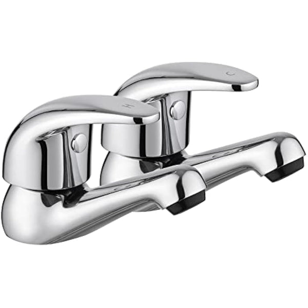 JASSFERRY Chrome Pair of Basin Taps Hot and Cold Water Bathroom Sink Tap Top Lever Handle 1/2" Faucets, Set of 2