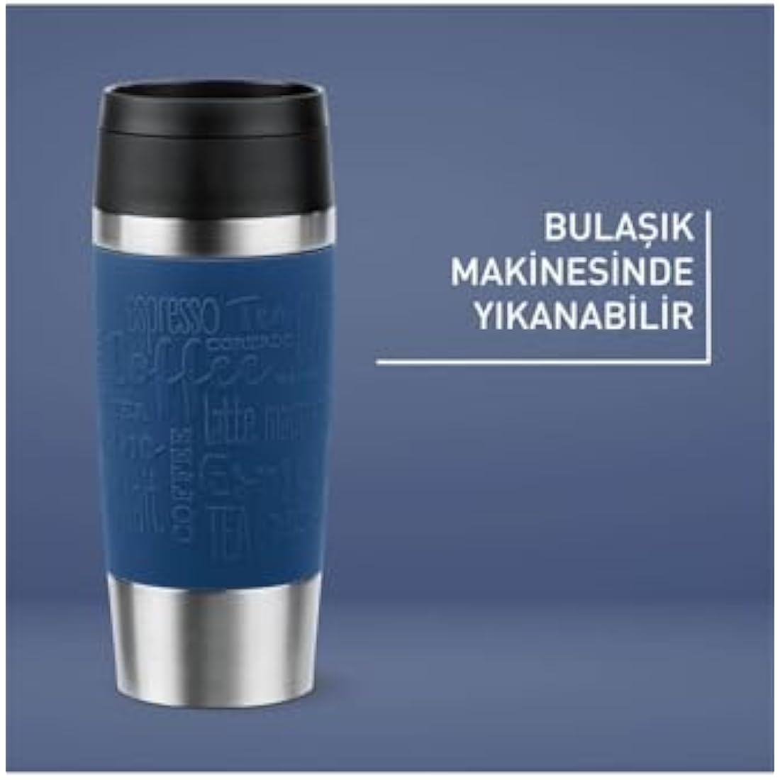 Tefal Travel Mug Classic Blue, Comfort Screw Lid, Quick Press, Soft-Touch Sleeve, Travel-Ready, Reusable, 100% Leak-Proof, Keeps Drinks Cold (8 hrs) and Hot (4 hrs), 360° Drinking, N2020310