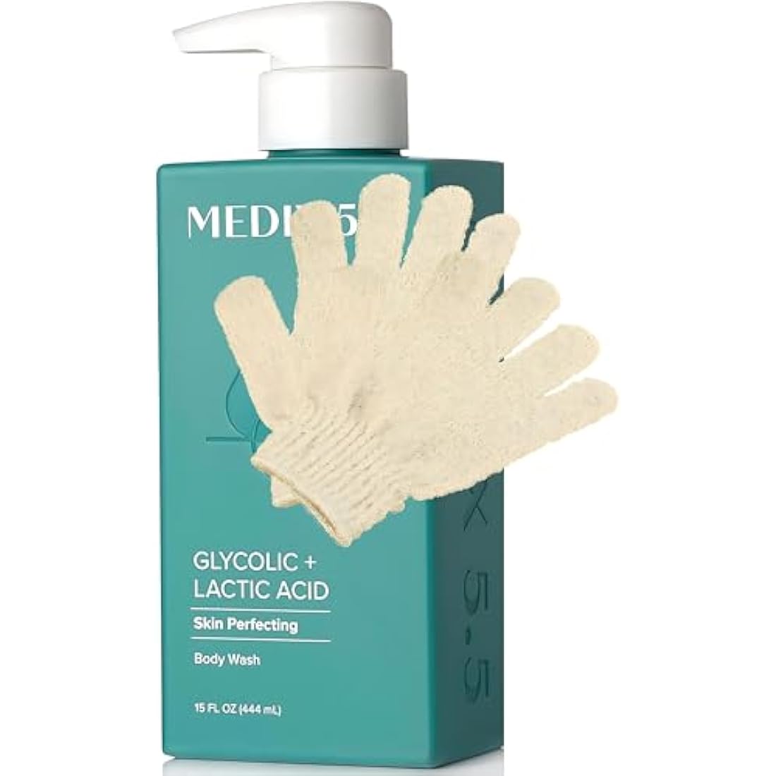 MED AHA Body Scrub Glycolic Acid Exfoliating Body Cleanser | KP Bump Eraser & Acne Treatment | Anti-Aging Foaming Body/Face Wash | Skincare Set + Eco Exfoliating Gloves + Prosperina Card