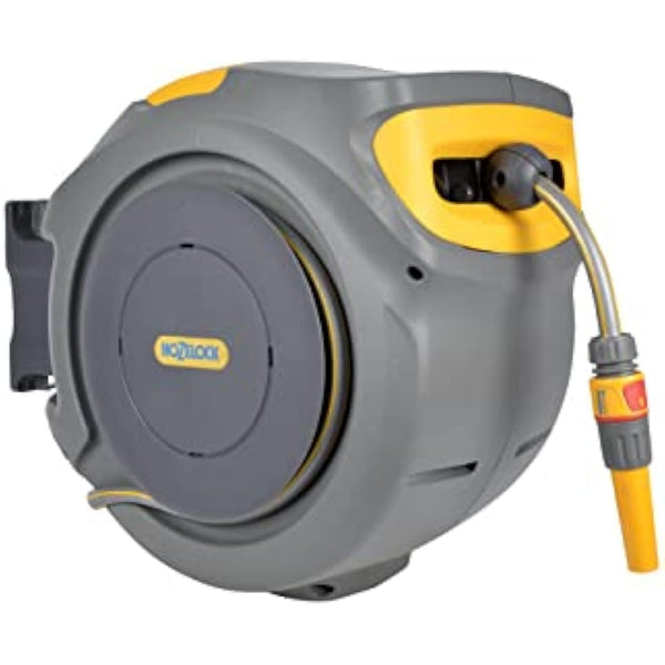 HOZELOCK - Auto Reel 30m wall-mounted hose reel : Easy to Install, Lock, Auto-rewind, Ready-to-use Reel With Nozzle, Fittings, Hozelock Hose and Accessories Included - 5 Year Guarantee* [2403 0000]
