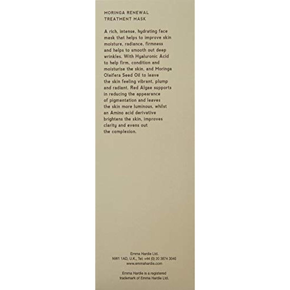 Emma Hardie 75ml Moringa Renewal Treatment Mask, Moisturizes & Firms Skin, Reduces Pigmentation & Evens Out Complexion, Suitable for Sensitive Skin, Vegan & Cruelty Free