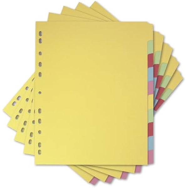 Elba A4+ (Extra Wide), 10 Part Card Dividers, Assorted, 5 Sets