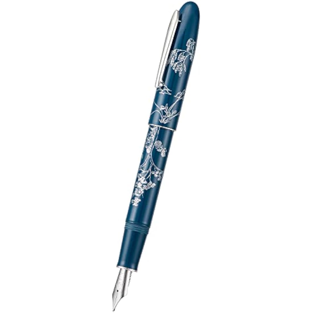 Hongdian N23 Blue Rabbit Fountain Pen, Iridium Extra Fine Nib Silver Trim, New Year Lucky Rabbit Carving Design, Smooth Writing Pen with Converter and Metal Pen Box Set