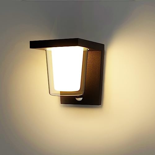 FLORNIA LED Outdoor Wall Light with Motion Sensor, Outside Wall Light Main Powered with PIR, External Garden Weatherproof Aluminium Lamp (900LM 13.5W 3000K IP44)
