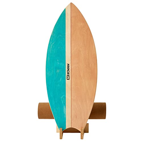 XCMAN Surf Balance Board Trainer with Roller Wooden Exercise Balancing Stability Trainer - Non Slip Surface for Adults |Balance Board
