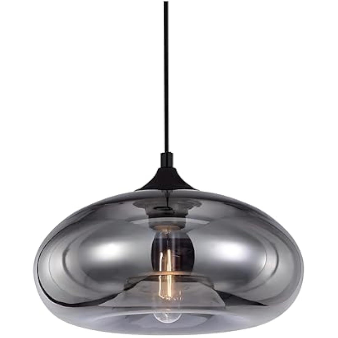 HJXDtech Pendant Light with 28cm Glass Lampsahde, Industrial Vintage Loft Bar E27 Ceiling Hanging Lamp for Kitchen, Dining &Living Room (Silver)