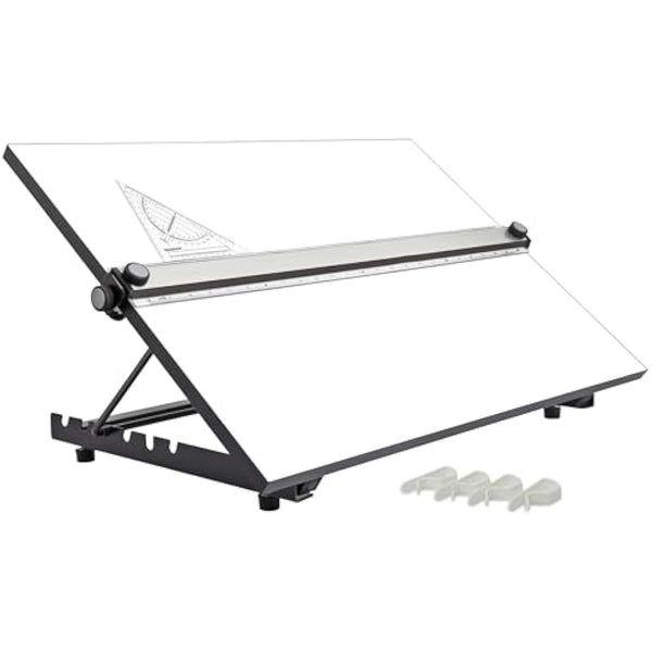 Liquidraw A2 Drawing Board Parallel Motion, Table Model with 5 Adjustable Working Angles, Includes Drawing Board Clips & Set Square, TTM02, White