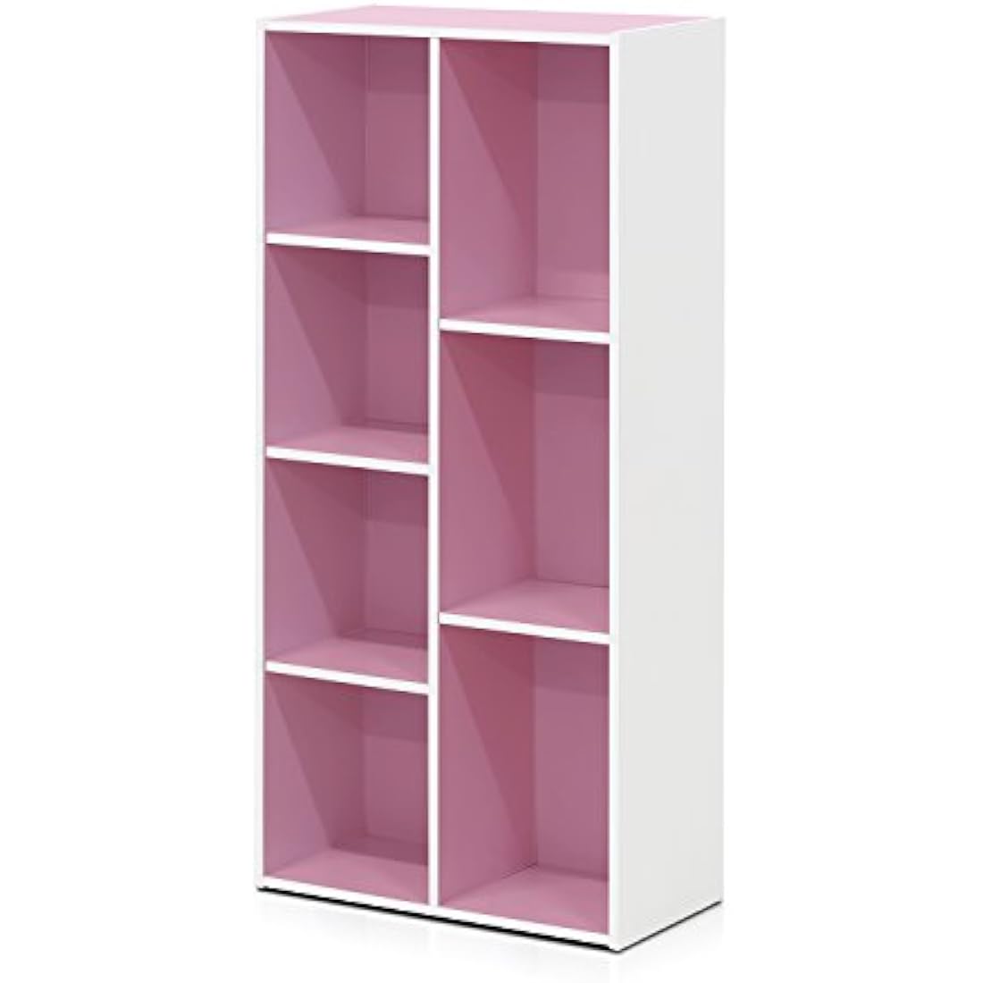 Furinno Luder 7-Cube Reversible Open Shelf, White/Pink