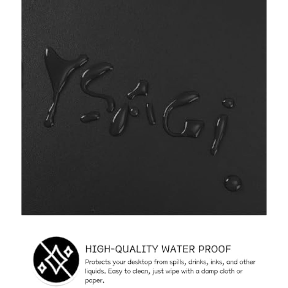 YSAGi Non-Slip Desk Pad, Waterproof PVC Leather Desk Table Protector, Ultra Thin Large Mouse Pad, Easy Clean Laptop Desk Writing Mat for Office Work/Home/Decor (90 x 43 cm, Black)